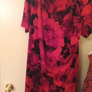 Floral Red and Black Dress